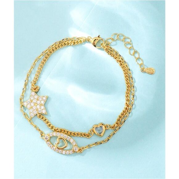 30th Birthday Double Strand Gold & Rhinestone Bracelet w/ Gift Box & Phrase - Picture 5 of 7